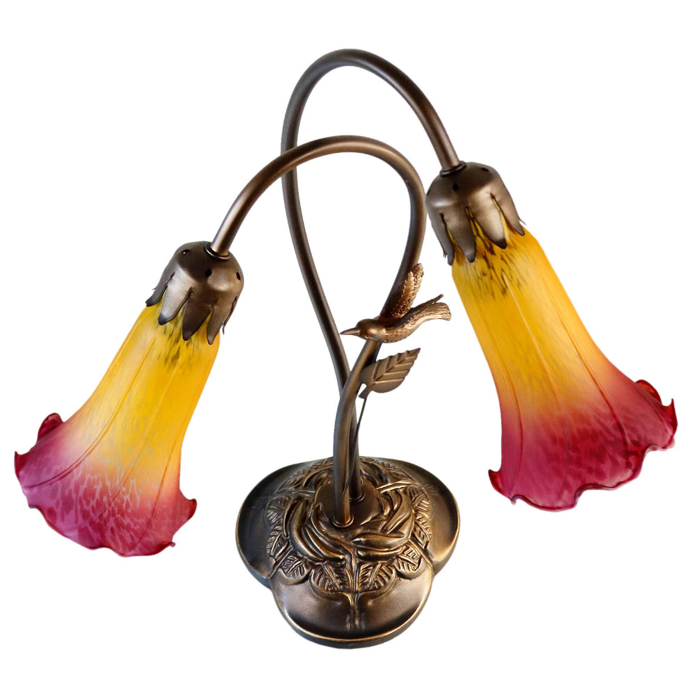 Twin Hummingbird Lily Lamp Orange Wine