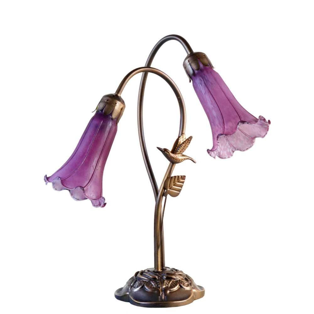 Twin Hummingbird Lily Lamp Purple