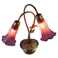 Twin Hummingbird Lily Lamp Purple
