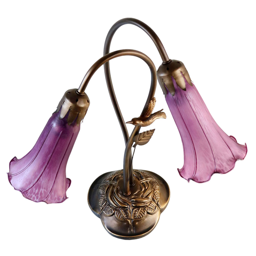 Twin Hummingbird Lily Lamp Purple