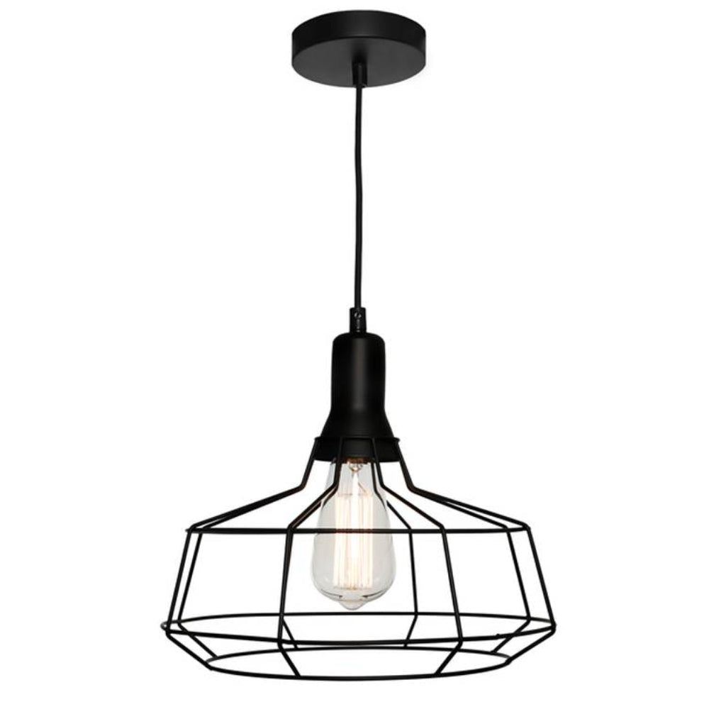 Black Wire Caged Pendant Lighting Small