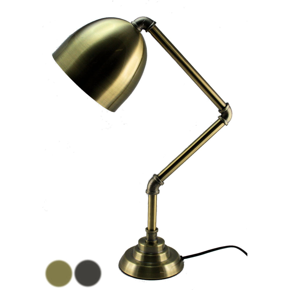 Vintage-style brass desk lamp on a white background