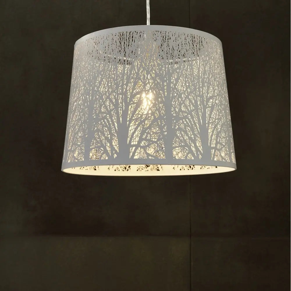 Hambleton 1 Light Pendant Satin Nickel & White 350mm