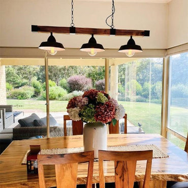 Oldbury 3Light Pendant Black/Wood Beam