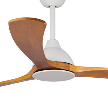 Sanctuary DC 70" Ceiling Fan White Body and Teak Blades - Amore Lighting