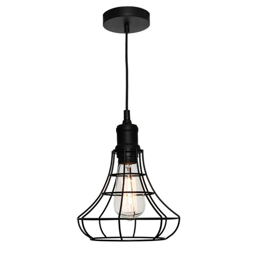 Black Wire Caged Pendant Lighting Small