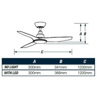 DC Ceiling Fan - 3 Blade 48" White Wall Control