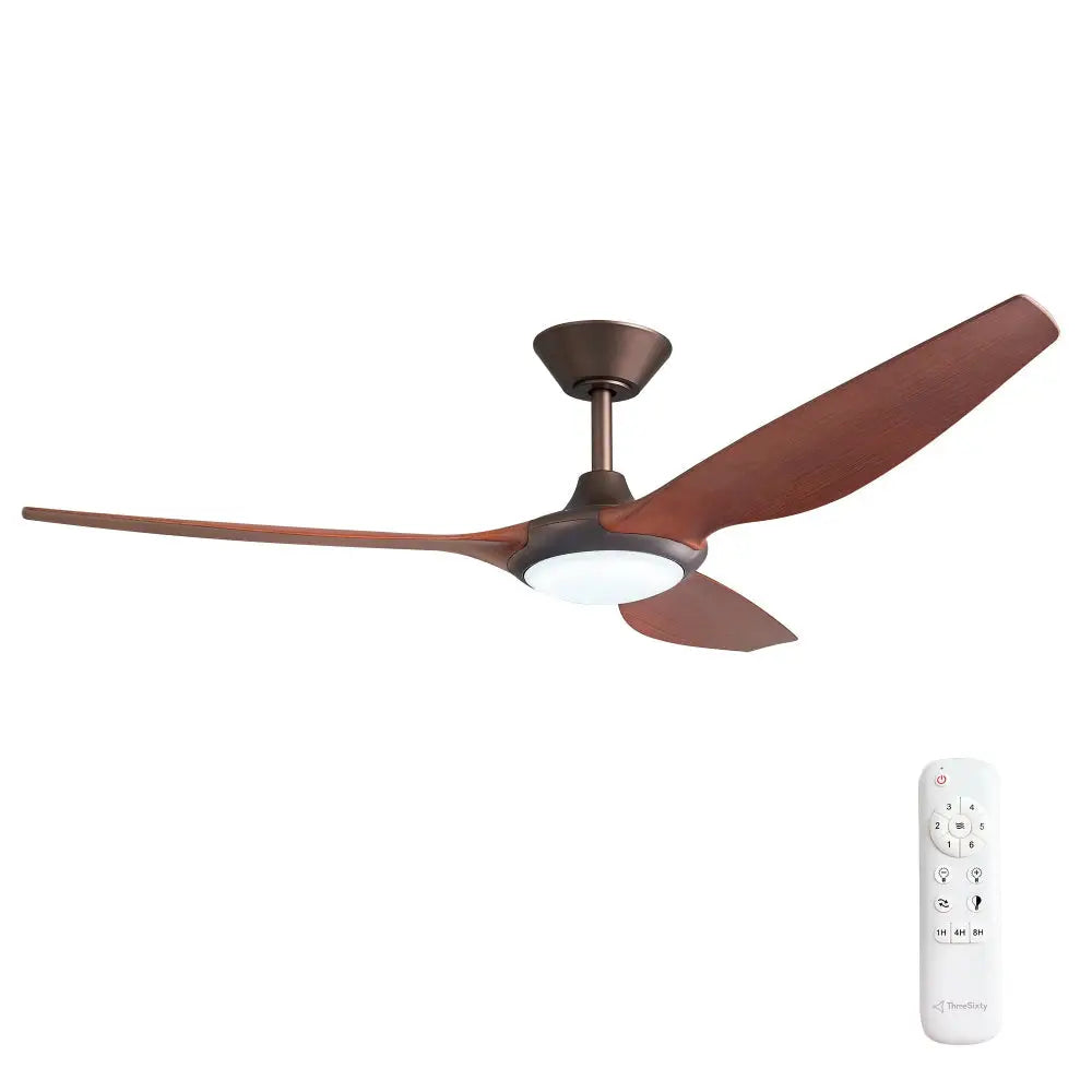 Delta 56″ (142cm) Bronze/Koa 3 Blade DC Ceiling Fan with 18W CCT LED Light & Rem