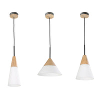 FINN: Blonde Wood & Opal Glass Pendant Lights