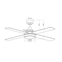 Link 48” AC Ceiling Fan with Tricolour LED Light & Wall Control