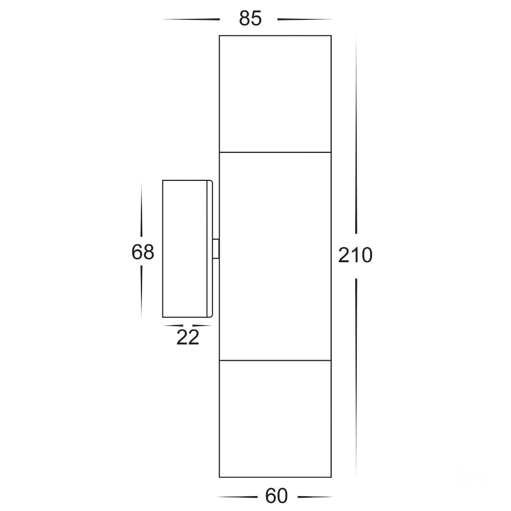 Tivah Up-Down Wall Pillar Light Titanium Aluminium LED