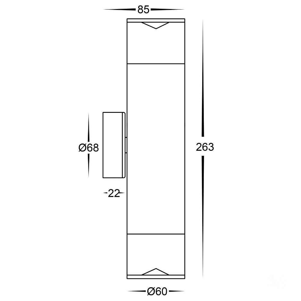 Highlite Up-Down Wall Pillar Light Titanium Aluminium