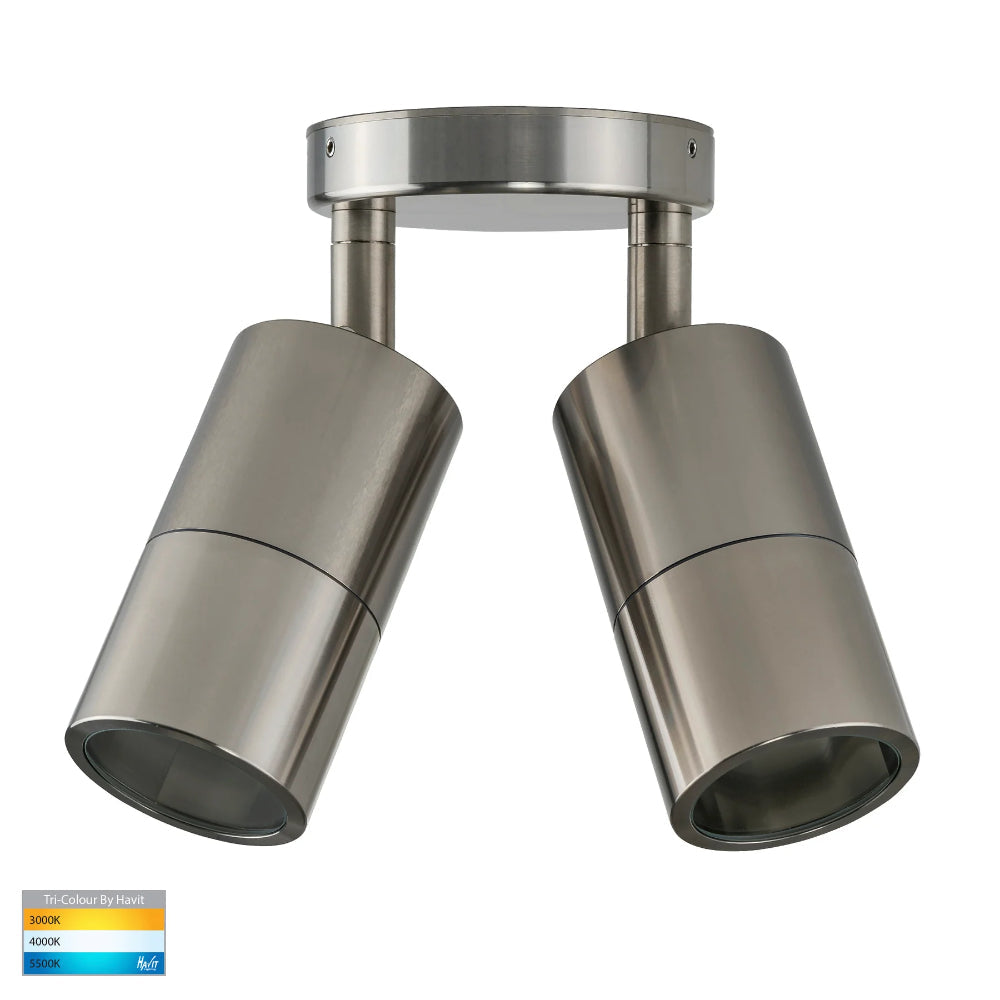 Tivah Double Adjustable Wall Pillar Light Titanium Aluminium LED