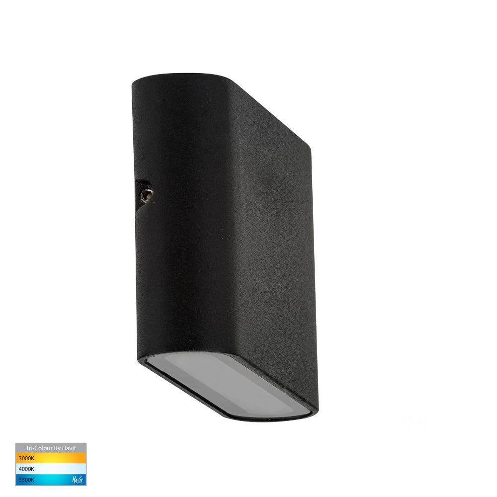 Lisse Black Fixed Down TRI Colour LED Wall Light 240V