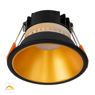 Gleam Black with Gold Insert Fixed Dim to Warm LED Downlight