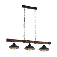 Oldbury 3Light Pendant Black/Wood Beam