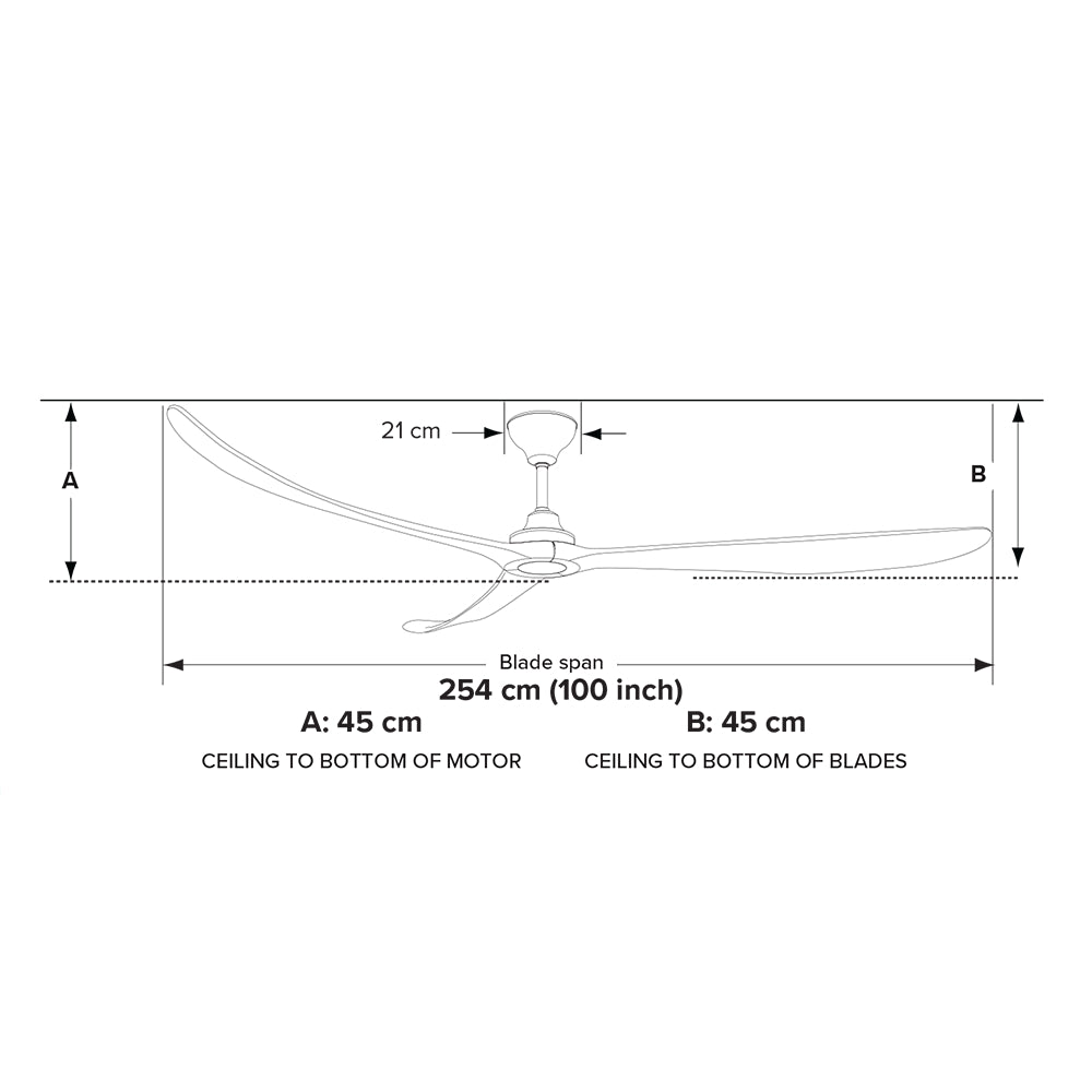 Kirra 100″ (254cm) Black/Walnut 3 Blade DC Ceiling Fan & Remote Control