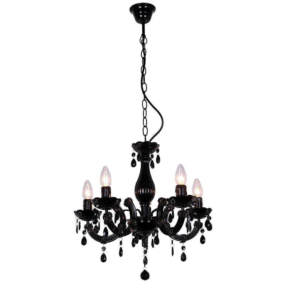 La Spezia Acrylic Chandelier Black 5 Lights