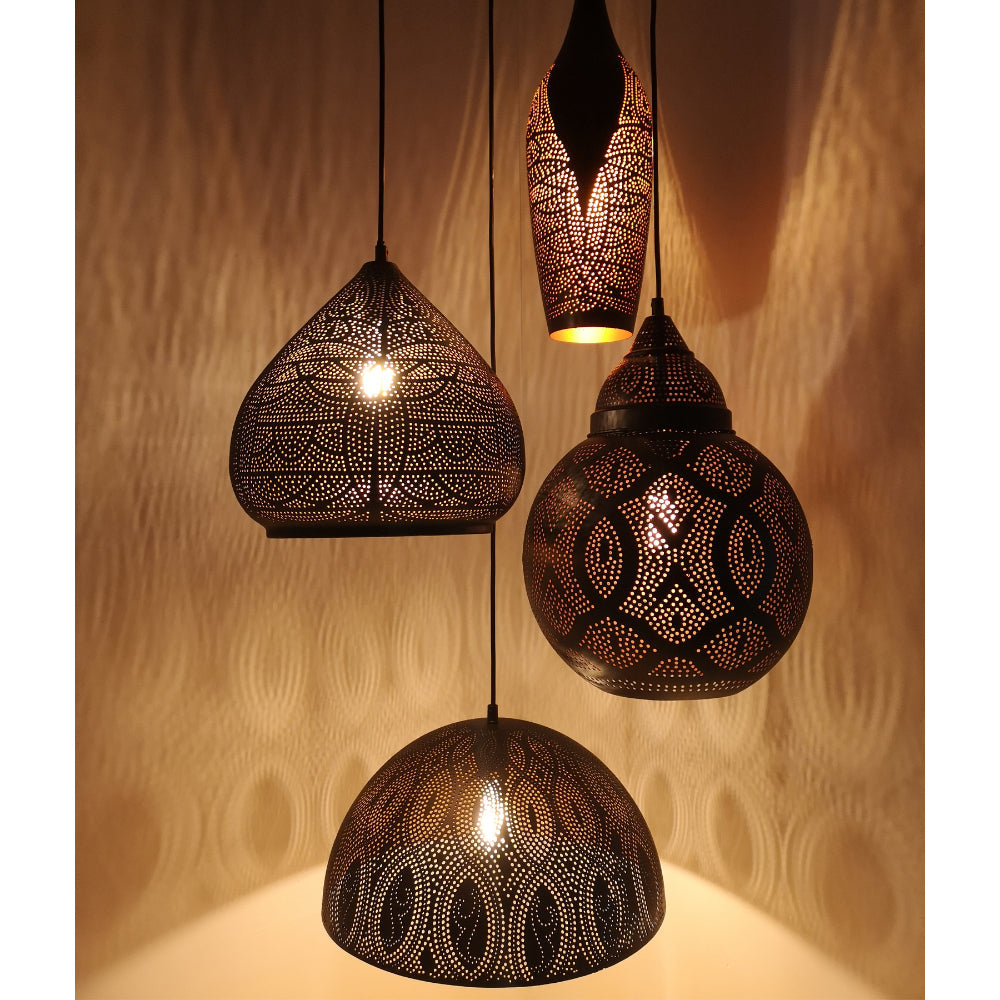 MARRAKESH: Black Shade with Gold Interior Pendant Lights