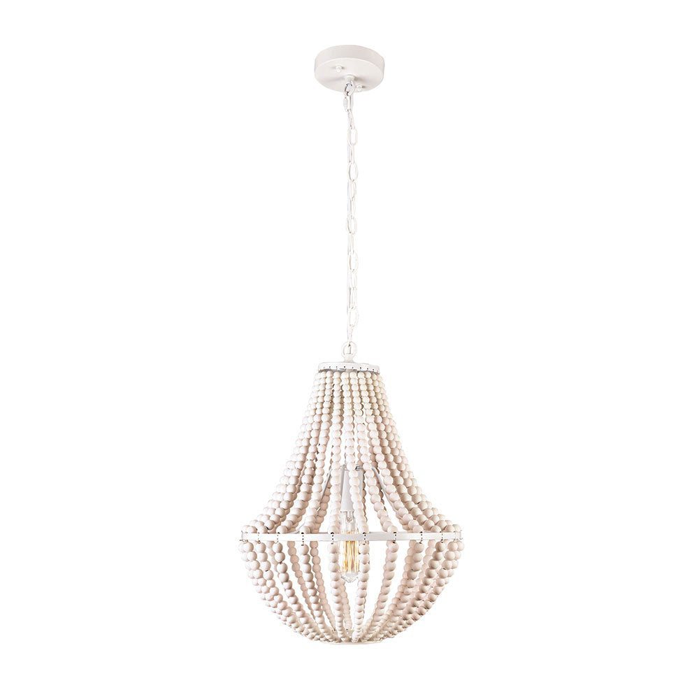 Willow 1 Light Beaded Pendant White