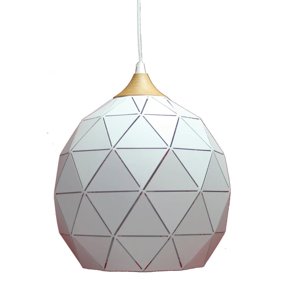 Eclipse Large White and Timber Pendant Light