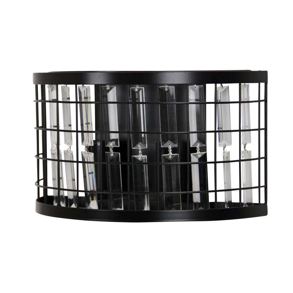 Delaware Twin Wall Light Black Frame and Crystal