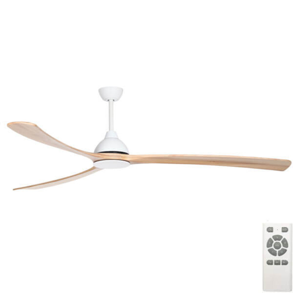 Sanctuary DC Ceiling Fan White with Natural Timber Blades 86"