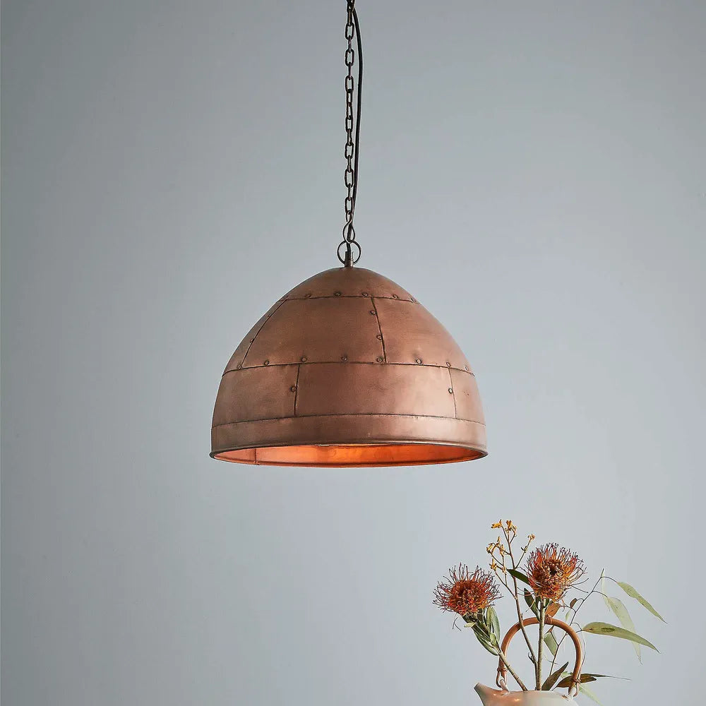 P51 Small Copper Riveted Dome Pendant