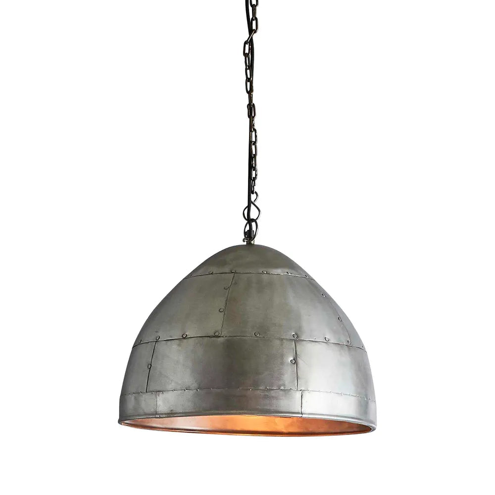 P51 Small Zinc Iron Riveted Dome Pendant